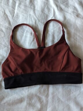 lululemon athletica Rust Red and Black Strappy Sports Bra
